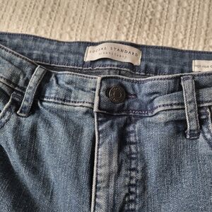 Social Standard Jeans. High rise. 27" Inseam. Strech Denim. Raw Hem.